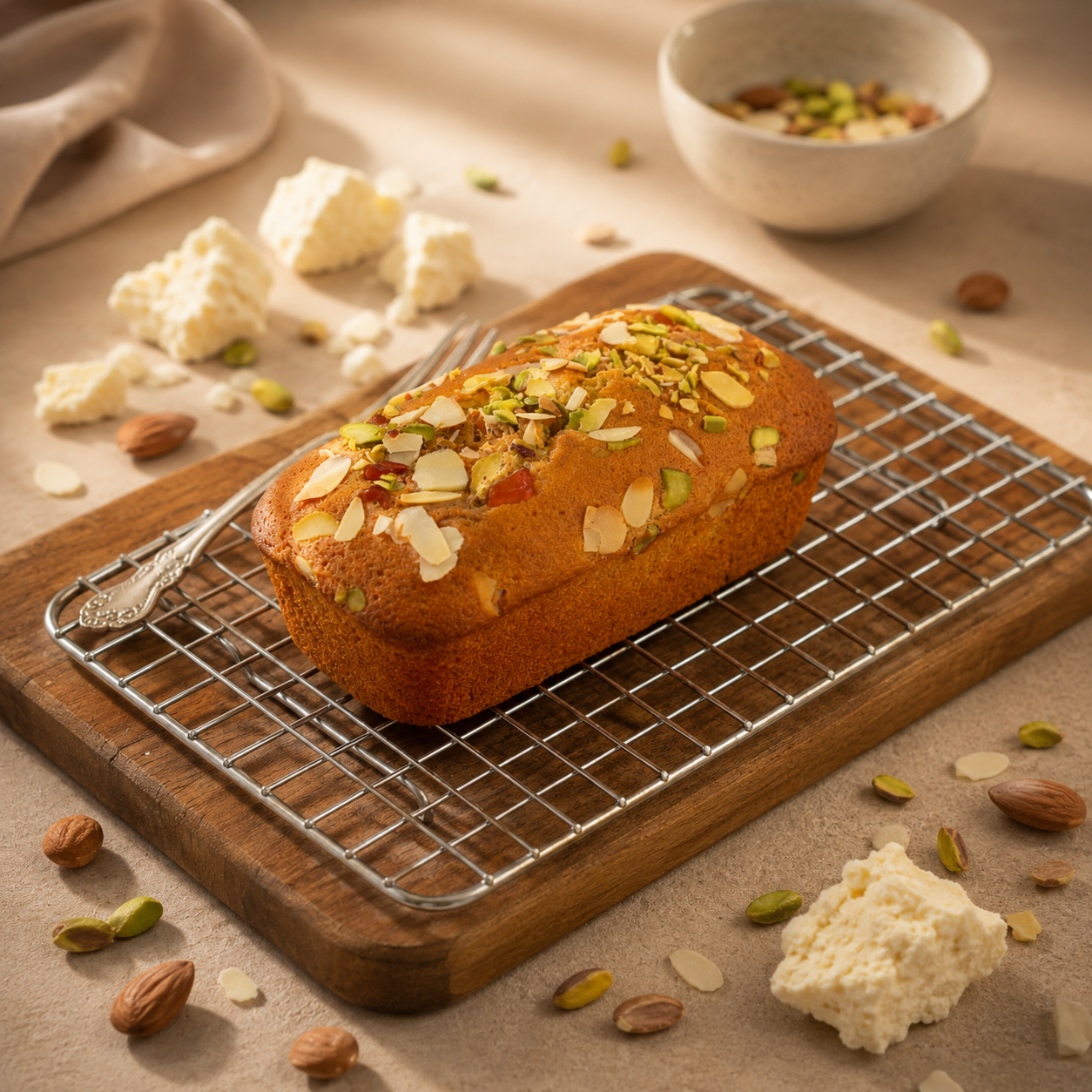 Dryfruit mawa tea cake